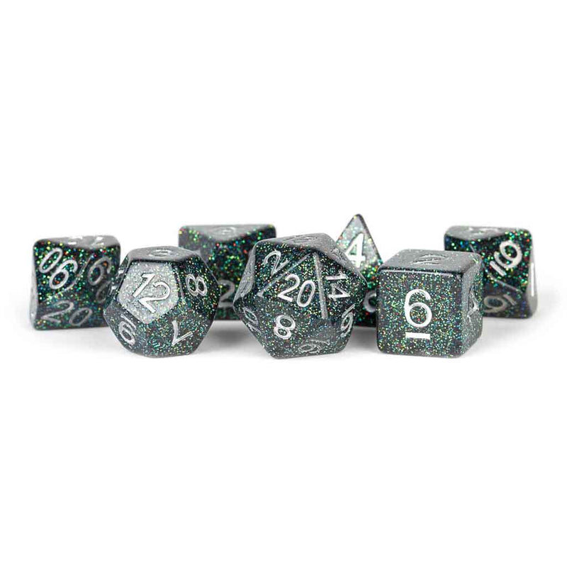 Metallic Dice Games Astro Mica- 7 Piece Polyhedral Dice Set + Dice Bag - Bea DnD Games