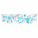 Metallic Dice Games Clear Confetti - 7 Piece Polyhedral Dice Set + Dice Bag - Bea DnD Games