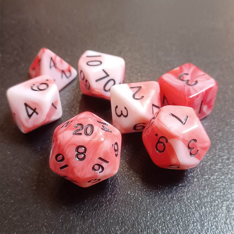 Metallic Dice Games Combo Attack - 7 Piece Polyhedral Dice Set + Dice Bag - Bea DnD Games