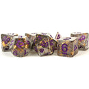 Metallic Dice Games Dark Matter Dice - 7 Piece Polyhedral Dice Set + Dice Bag - Bea DnD Games