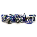 Metallic Dice Games Eternal Blue & Black - 7 Piece Polyhedral Dice Set + Dice Bag - Bea DnD Games