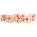 Metallic Dice Games Red Flash Dice - 7 Piece Polyhedral Dice Set + Dice Bag - Bea DnD Games