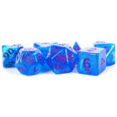 Metallic Dice Games Stardust Blue Polyhedral Dice Set and Dice Bag - Bea DnD Games