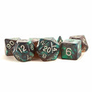 Metallic Dice Games Stardust Gray with Silver Numbers - 7 Piece Polyhedral Dice Set + Dice Bag - Bea DnD Games