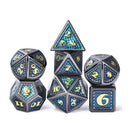 Midnight Dragon 7 Piece Metal Polyhedral Dice Set & Dice Case - Bea DnD Games