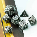 Mini Metal Adamantium Rollers 7 Piece Metal Polyhedral Dice Set & Dice Bag - Bea DnD Games