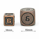 Mini Metal Dwarven Workshop 7 Piece Metal Polyhedral Dice Set & Dice Bag - Bea DnD Games