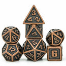 Mini Metal Dwarven Workshop 7 Piece Metal Polyhedral Dice Set & Dice Bag - Bea DnD Games