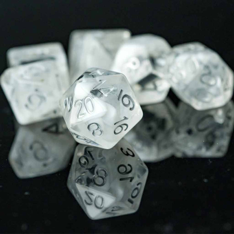 Mists of Avalon 7 Piece Polyhedral Dice Set + Dice Bag - Bea DnD Games