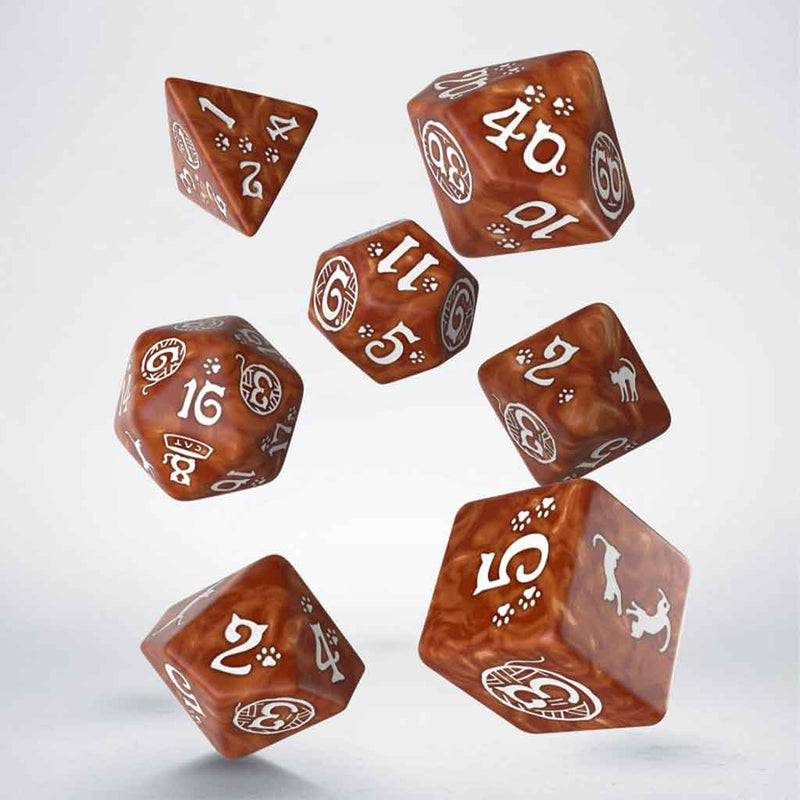 Muffin the Cat 7pc Polyhedral Dice Set by Q Workshop - Bea DnD Games