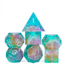 Mystic Ocean Handcrafted Sharp Edge Dice Set & Dice Case - Bea DnD Games