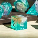 Mystic Ocean Handcrafted Sharp Edge Dice Set & Dice Case - Bea DnD Games