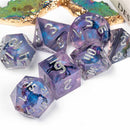 Mystic Unicorn - Handcrafted Sharp Edge Dice Set & Dice Case - Bea DnD Games