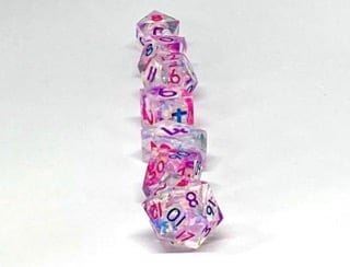 Neon Nostalgia - New Zealand Made Handcrafted Dice Set by Tui Dice - Bea DnD Games