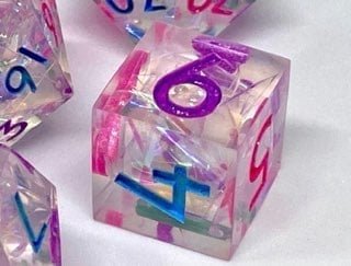 Neon Nostalgia - New Zealand Made Handcrafted Dice Set by Tui Dice - Bea DnD Games