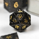 Night Fortress 7 Piece Metal Polyhedral Dice Set & Dice Case - Bea DnD Games
