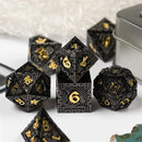 Night Fortress 7 Piece Metal Polyhedral Dice Set & Dice Case - Bea DnD Games