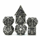 Nightmare Dreams 7 Piece Hollow Metal Polyhedral Dice Set & Dice Case - Bea DnD Games