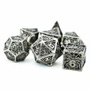 Nightmare Dreams 7 Piece Hollow Metal Polyhedral Dice Set & Dice Case - Bea DnD Games