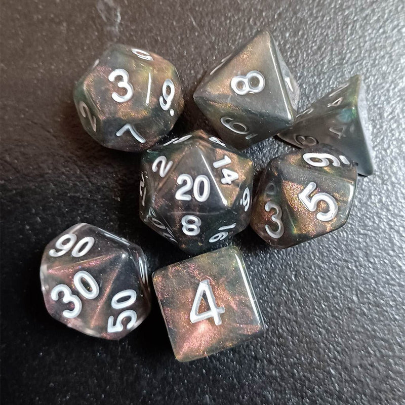 Nights Wish - 7 Piece Polyhedral Dice Set + Dice Bag - Bea DnD Games