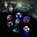 'Nordic Rune LED Dice' - Rechargeable Light Up Dice - 7 Piece Dice Set - Bea DnD Games