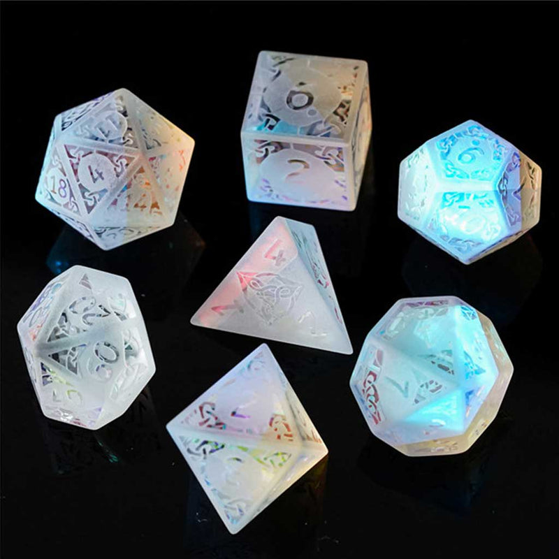 Northern Lights Handcrafted Glass Dice Set & Dice Case - Bea DnD Games