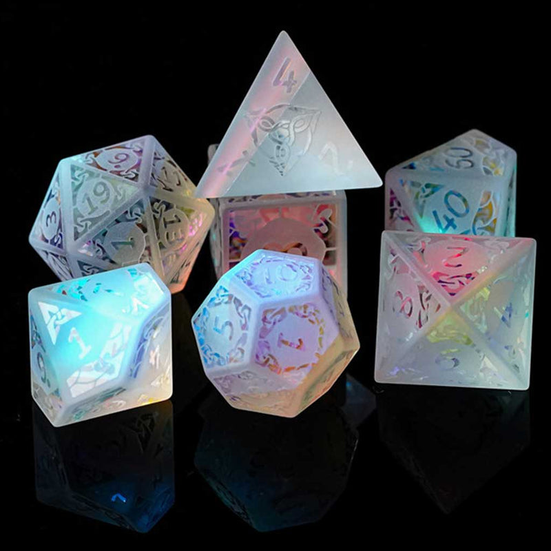 Northern Lights Handcrafted Glass Dice Set & Dice Case - Bea DnD Games