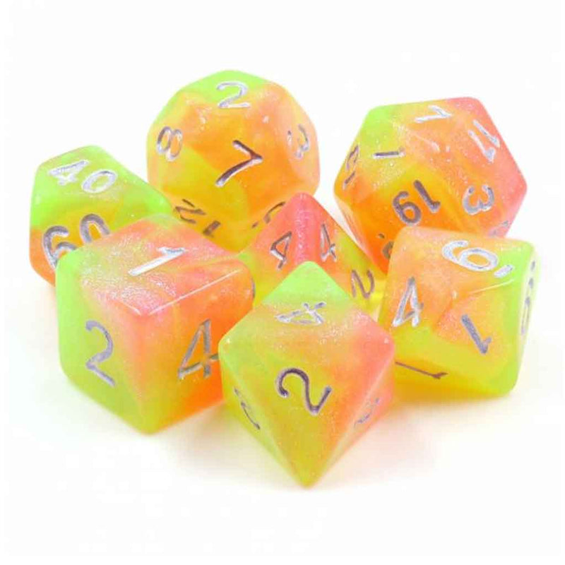 Oberon's Fairy Dust - 7 Piece Polyhedral Dice Set + Dice Bag - Bea DnD Games