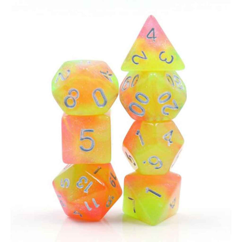 Oberon's Fairy Dust - 7 Piece Polyhedral Dice Set + Dice Bag - Bea DnD Games