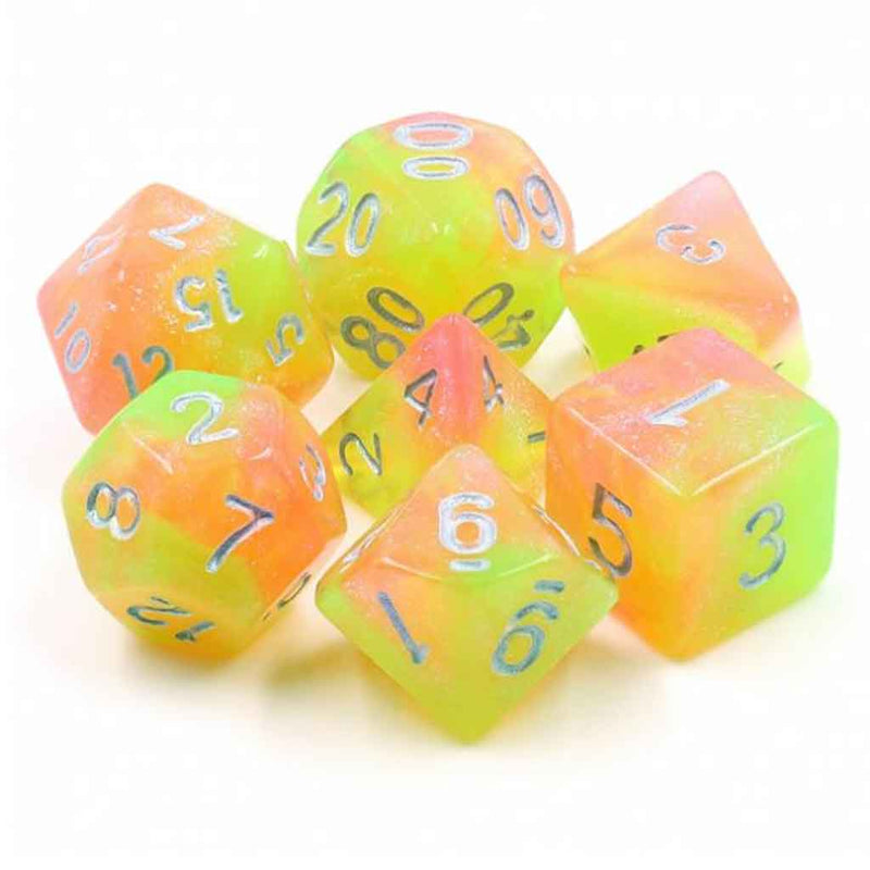 Oberon's Fairy Dust - 7 Piece Polyhedral Dice Set + Dice Bag - Bea DnD Games