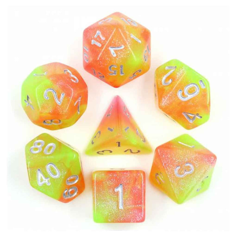 Oberon's Fairy Dust - 7 Piece Polyhedral Dice Set + Dice Bag - Bea DnD Games