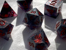 Obsidian and Ruby - New Zealand Made Handcrafted Dice Set by Tui Dice - Bea DnD Games