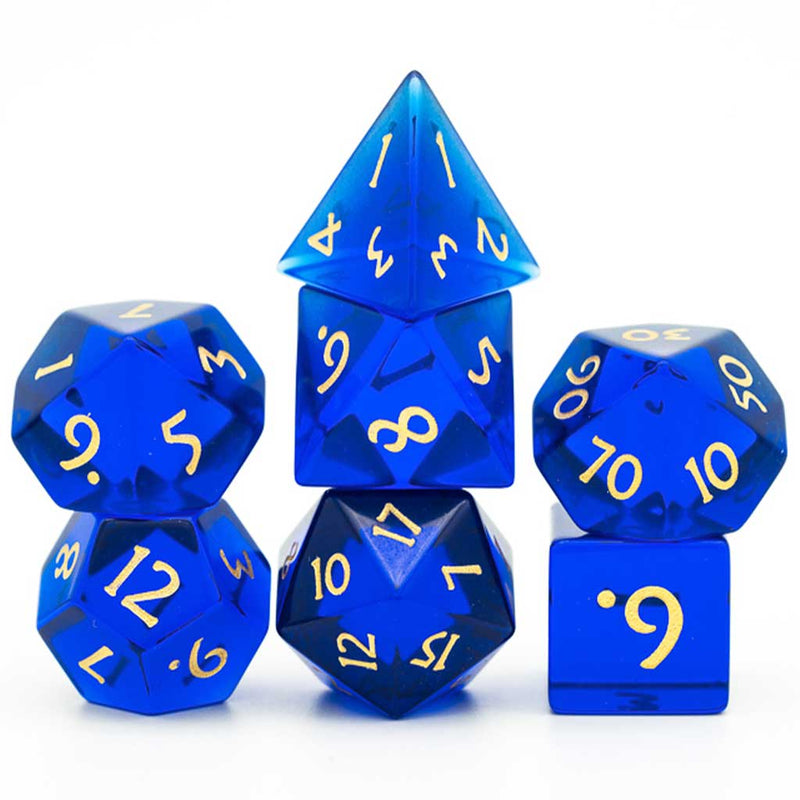 Ocean Depths Handcrafted Glass Dice Set & Dice Case - Bea DnD Games