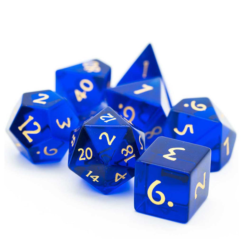 Ocean Depths Handcrafted Glass Dice Set & Dice Case - Bea DnD Games