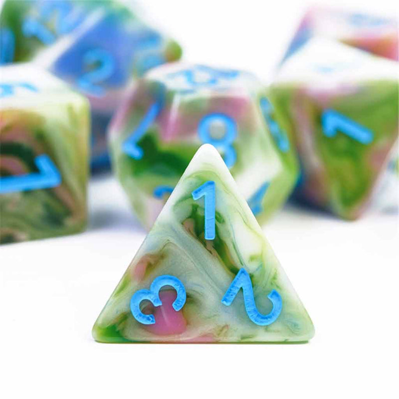 Orc in a Blender - 7 Piece Polyhedral Dice Set + Dice Bag - Bea DnD Games