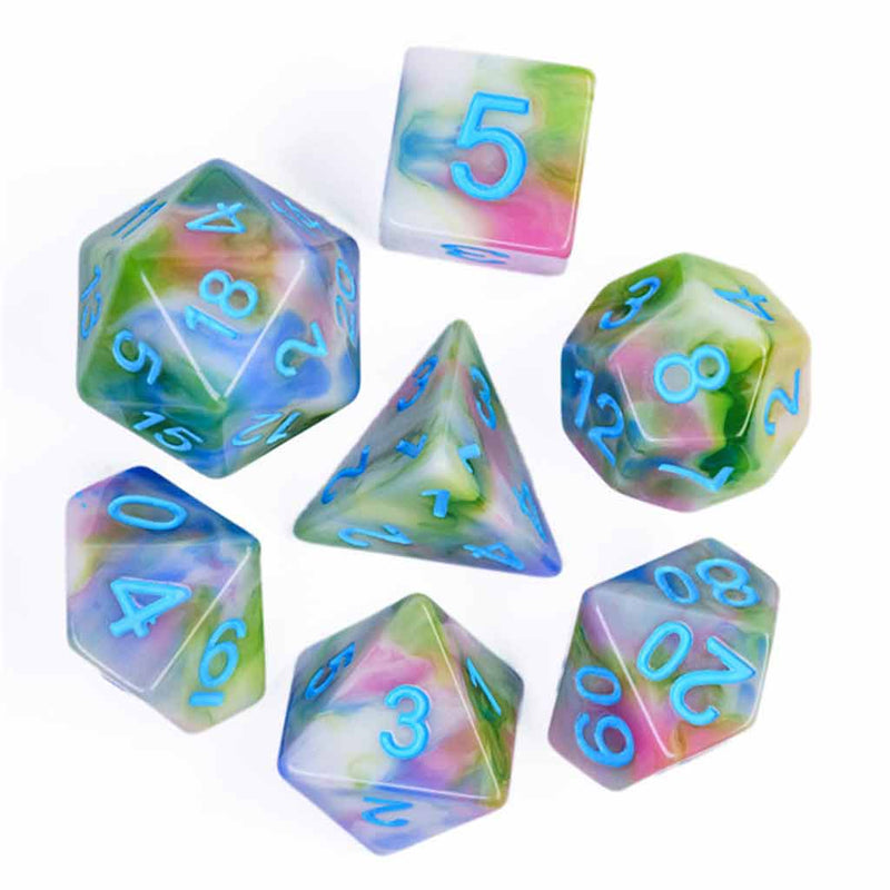 Orc in a Blender - 7 Piece Polyhedral Dice Set + Dice Bag - Bea DnD Games