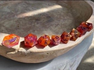 Pachuca Sunset - New Zealand Made Handcrafted Dice Set by Tui Dice - Bea DnD Games