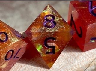 Pachuca Sunset - New Zealand Made Handcrafted Dice Set by Tui Dice - Bea DnD Games