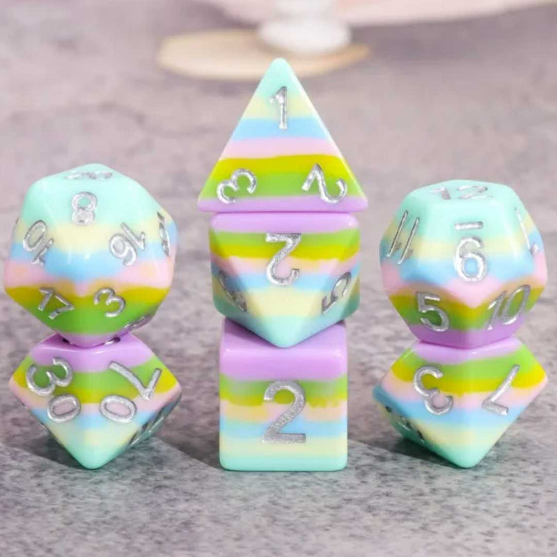 Pastel Rainbow Dice Set & Dice Bag - Support RAINBOW YOUTH with your purchase - Bea DnD Games
