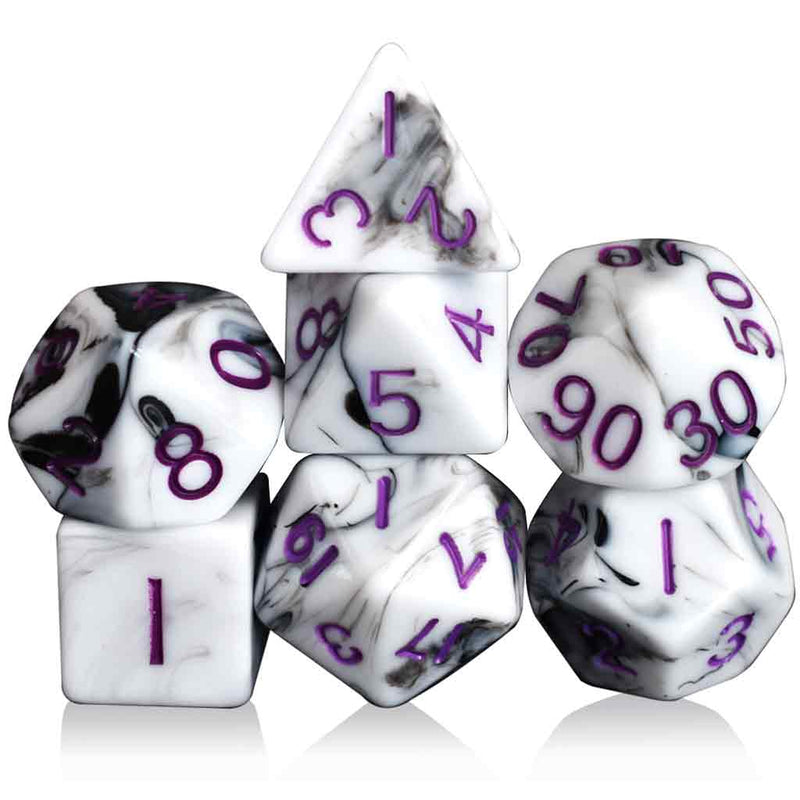 Patrons Favour - 7 Piece Polyhedral Dice Set + Dice Bag - Bea DnD Games