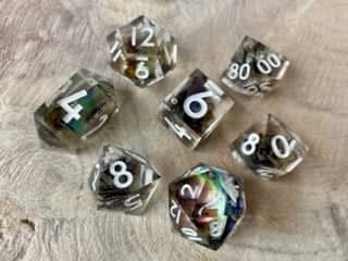 Paua - New Zealand Made Handcrafted Dice Set by Tui Dice - Bea DnD Games