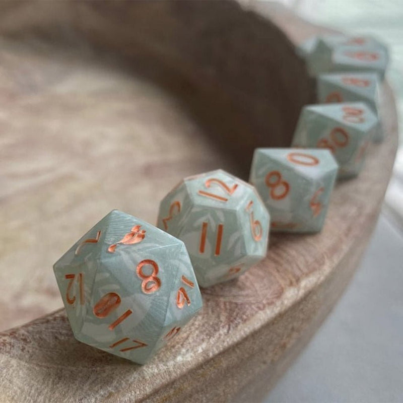 Peachy Keen - New Zealand Made Handcrafted Dice Set by Tui Dice - Bea DnD Games