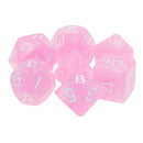 Pink Princess - 7 Piece Polyhedral Dice Set + Dice Bag - Bea DnD Games