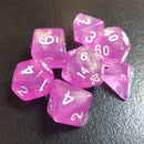 Pink Shimmer - 7 Piece Polyhedral Dice Set + Dice Bag - Bea DnD Games