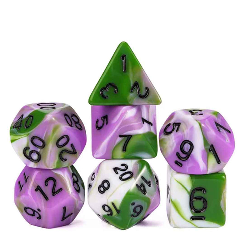 Pistachio Mousse - 7 Piece Polyhedral Dice Set + Dice Bag - Bea DnD Games