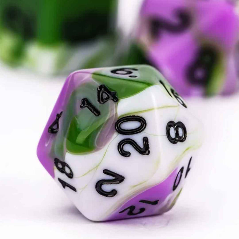 Pistachio Mousse - 7 Piece Polyhedral Dice Set + Dice Bag - Bea DnD Games