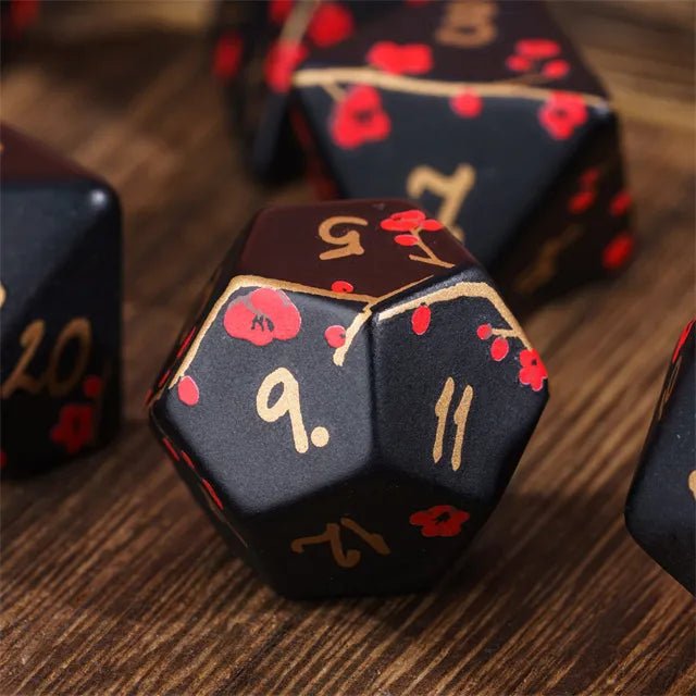 Plum Blossom Handcrafted Dice Set - Bea DnD Games
