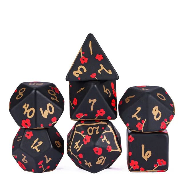 Plum Blossom Handcrafted Dice Set - Bea DnD Games