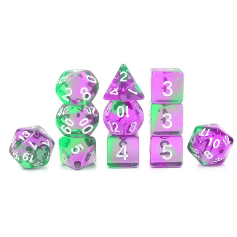 Poison Ivy 11pc Polyhedral Dice Set + Dice Bag - Bea DnD Games