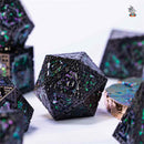Power Stone 7 Piece Metal Polyhedral Dice Set & Dice Case - Bea DnD Games